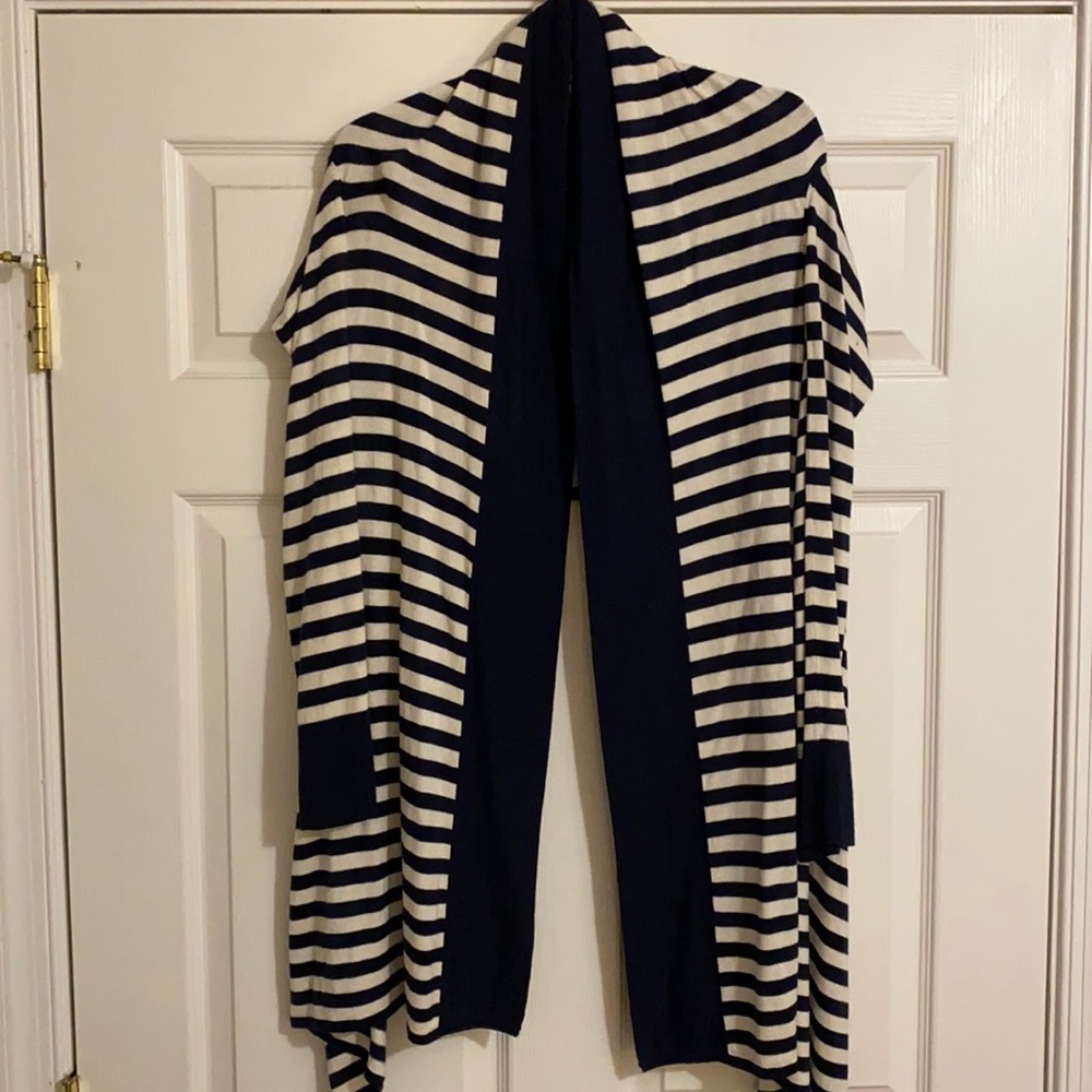 BCBG Navy & Cream Striped cardigan